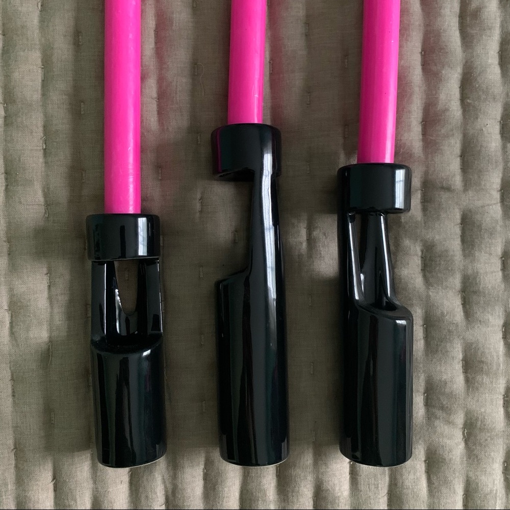 Set of 3 Black Painted Ceramic Candle Sticks